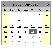 ASP.NET カレンダーコントロール